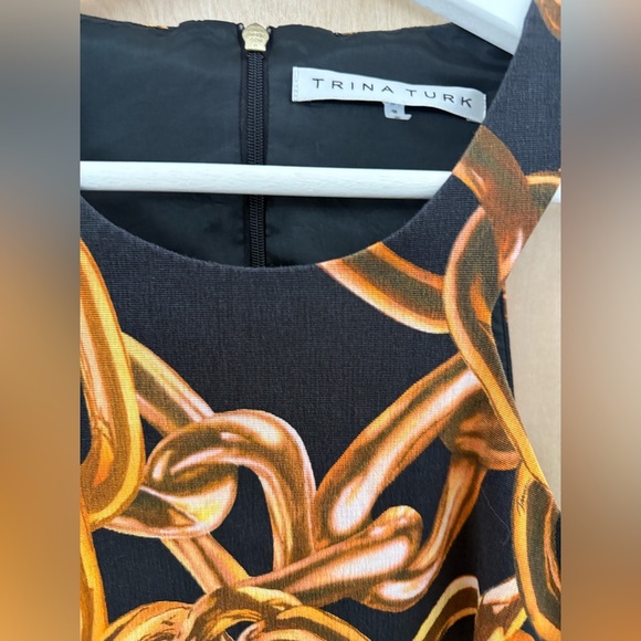Trina Turk “Aptos” Chain Print Black and Brown Dress - Picture 8 of 15